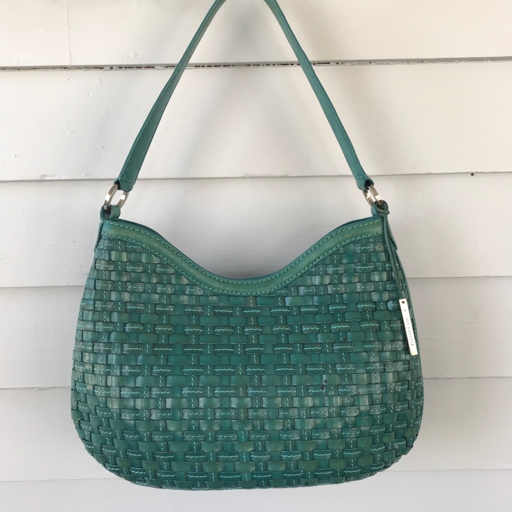 Elliott Lucca teal leather woven purse